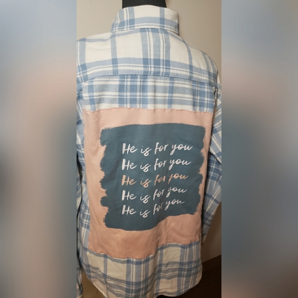 "He Is For You" Custom Patched Flannel - Picture 3 of 4